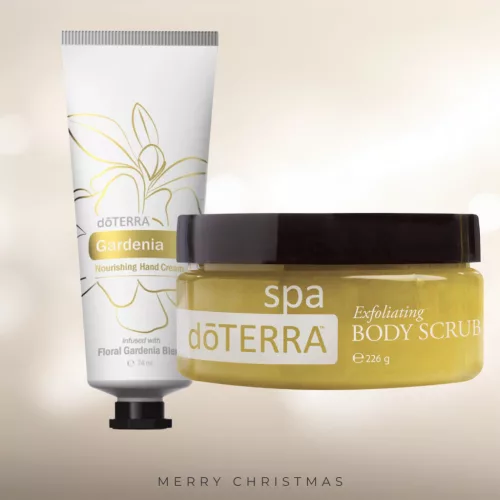 dōTERRA AJÁNDÉK TERMÉKKEL Gardenia tápláló kézkrém  AJÁNDÉK Body Scrub Hámlasztó testradír 