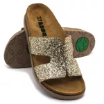 LEON Comfort női bőr papucs, arany