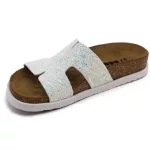 LEON Comfort női bőr papucs, FEHÉR