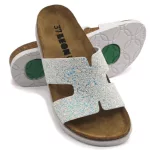 LEON Comfort női bőr papucs, FEHÉR