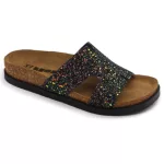 LEON Comfort női bőr papucs, FEKETE