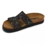 LEON Comfort női bőr papucs, FEKETE