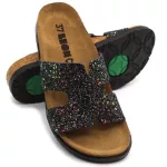 LEON Comfort női bőr papucs, FEKETE