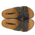 LEON Comfort női bőr papucs, FEKETE