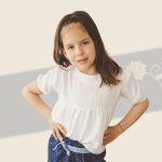 FLOOW Ani - kislány blúz fodros aljjal, puha duplagéz, fehér