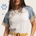 FLOOW - DAN női rövidujjú felső farmer ujjakkal