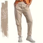 FLOOW - RUBBER elegáns női nadrág dupla gumis derékrésszel, bézs színben