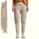 FLOOW - RUBBER elegáns női nadrág dupla gumis derékrésszel, bézs színben