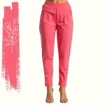 FLOOW - RUBBER elegáns női nadrág dupla gumis derékrésszel, corall színben