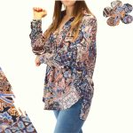 FLOOW AJRA modern női hosszított felső, kék XS