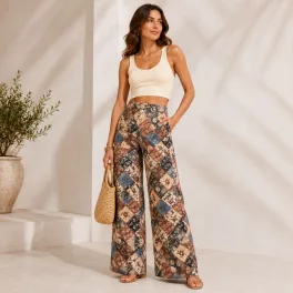   FLOOW farmer NADRÁG - magasított derékrésszel, bőszárral, különleges vintage mintázattal