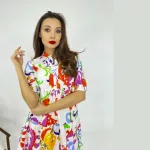 FLOOW COLORFUL női midi ruha mintás anyagból