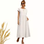 FLOOW CREP női nyári midi ruha fehér színben, S/M