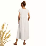 FLOOW CREP női nyári midi ruha fehér színben, S/M