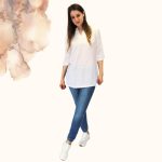 FLOOW CSÖRE női tunika fiatalos kialakítással, fehér len - 3XL