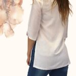 FLOOW CSÖRE női tunika fiatalos kialakítással, fehér len - 3XL