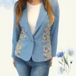 FLOOW HANNA női sportosan elegáns blézer, ibolyakék/virágos - 3XL