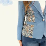 FLOOW HANNA női sportosan elegáns blézer, ibolyakék/virágos - 3XL