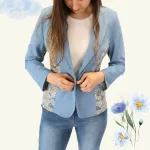 FLOOW HANNA női sportosan elegáns blézer, ibolyakék/virágos - 3XL