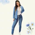 FLOOW HANNA női sportosan elegáns blézer, ibolyakék/virágos - 3XL