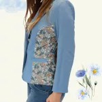 FLOOW HANNA női sportosan elegáns blézer, ibolyakék/virágos - 5XL