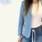 FLOOW HANNA női sportosan elegáns blézer, ibolyakék/virágos - 5XL