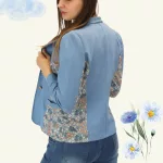 FLOOW HANNA női sportosan elegáns blézer, ibolyakék/virágos - 5XL