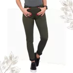 FLOOW - COLOR klasszikus női nadrág csípőig érő fazon - khaki színben, S