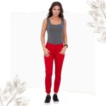 FLOOW - COLOR klasszikus női nadrág csípőig érő fazon - piros színben, S