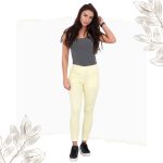 FLOOW - COLOR klasszikus női nadrág csípőig érő fazon - sárga színben, M