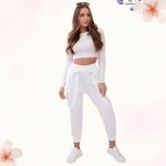 FLOOW - PUNTO női nadrág dekor kantárszalaggal - ekrü színben