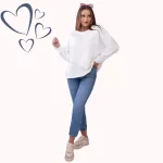 FLOOW - női felső dekoratív szív mintával - ekrü színben