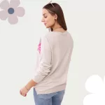 FLOOW - női pulóverblúz virágmintákkal, bézs
