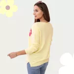 FLOOW - női pulóverblúz virágmintákkal, sárga