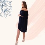 Könnyed nyári ruha midi hosszban, sötétkék színben