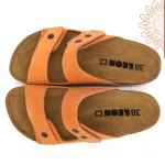 Comfort női bőr papucs narancs-velúr