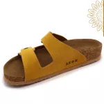 Comfort női bőr papucs sárga-velúr