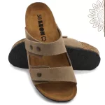Comfort női bőr papucs szürke-velúr