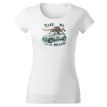 FLOOW női póló 100% pamut trending dizájn, BEACH1 - FEHÉR 