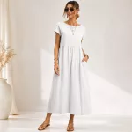 FLOOW SUN női japánujjú ruha zsebbel, American Crepe anyagból, fehér színben
