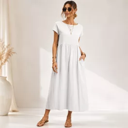   FLOOW SUN női japánujjú ruha zsebbel, American Crepe anyagból, fehér színben