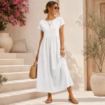 FLOOW SUN női japánujjú ruha zsebbel, American Crepe anyagból, fehér színben