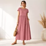 FLOOW SUN női japánujjú ruha zsebbel, American Crepe anyagból, mályva színben