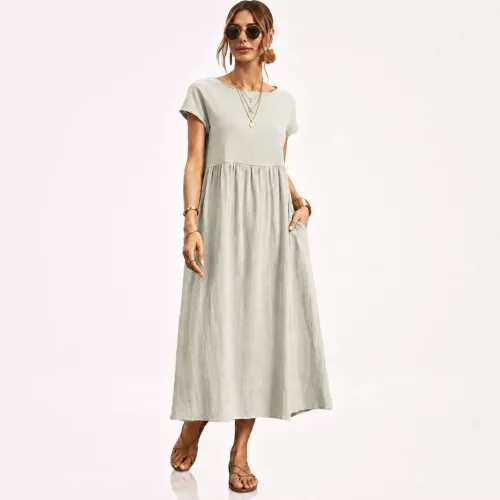FLOOW SUN női japánujjú ruha zsebbel, American Crepe anyagból, PENÉSZ-ZÖLD színben