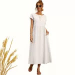 FLOOW SUN női japánujjú ruha zsebbel, American Crepe anyagból, VILÁGOS PÚDER színben