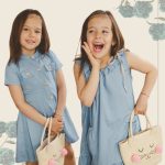 FLOOW Lily - kislány ruha húzott, dupla aljjal, farmerkék