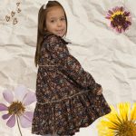 FLOOW Lizi vintage virágbarna kislány ruha