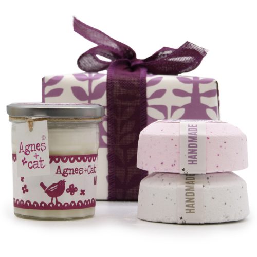 Ajándékcsomag Hand Made Holdvilág-gyertya + Provence és Tearózsa-fizzerek 