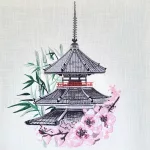 Hímzett falikép - Japán cseresznyefa
