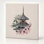 Hímzett Japán Pagoda Falikép – Harmónia és Elegancia